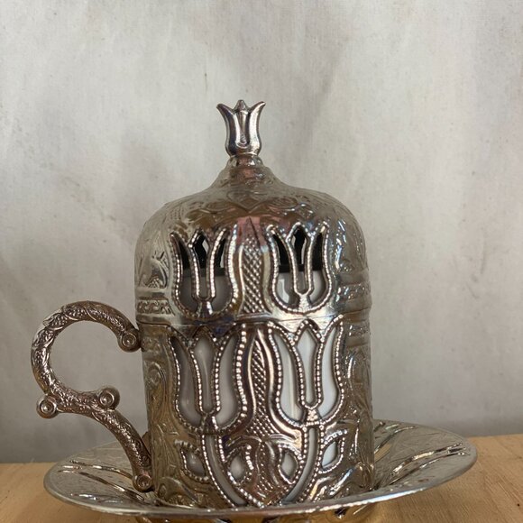 58-(HD) Turkish Coffee Set. Silver. - Picture 2 of 6